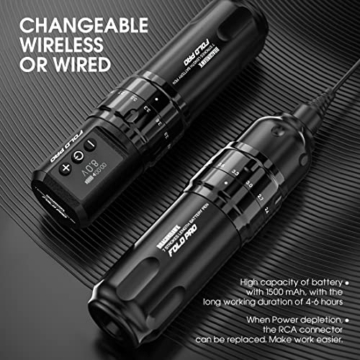 Dragonhawk Fold Pro Wireless Tattoo Maschine Pen Battery Tattoo Pen Rotary Pen Maschine with 2pcs Batteries Adjust Stroke Length 2.4 to 4.2mm (WQP-031) - 3