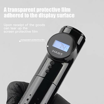 Mast Wireless Battery Tattoo Machine Pen LCD Display Rotary Tattoo Pen with 2 Grips (Black) - 8